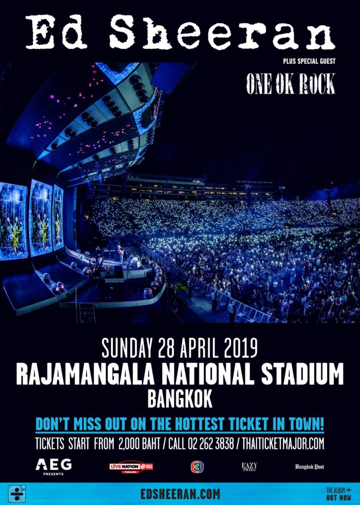 Ed Sheeran, Divide Tour, Bangkok, One Ok Rock, 2019